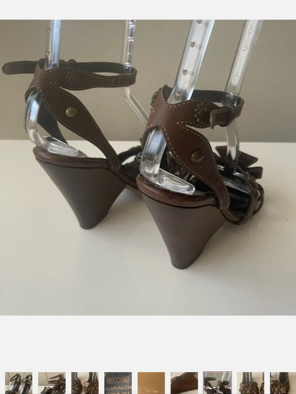 MOSCHINO wedge heel sandals brown